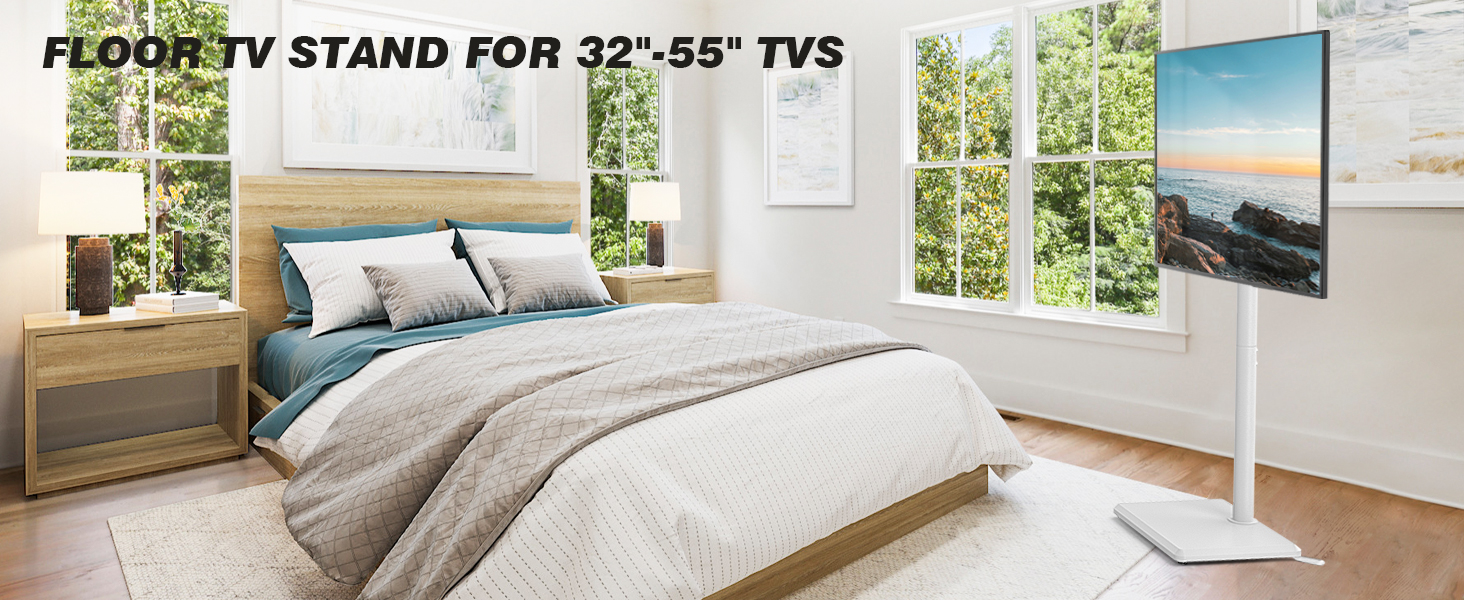 Підставка для телевізора TVON, 32-55 дюймів, регульована висота, поворотна, VESA 400x400, до 40 кг, біла