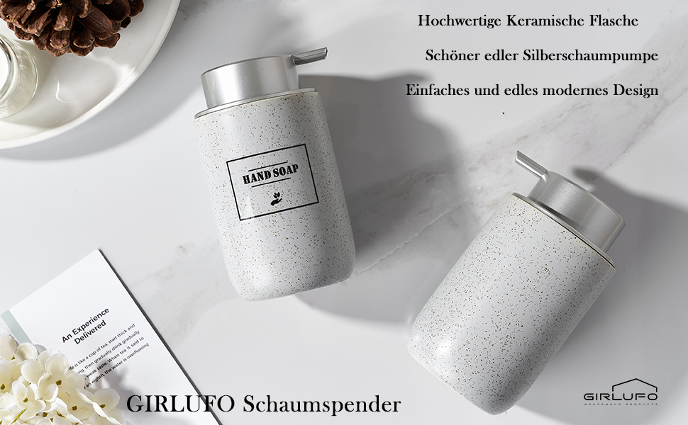 Дозатор для мила піною GIRLUFO, 350 мл, сірий - багаторазовий диспенсер для кухні та ванної кімнати