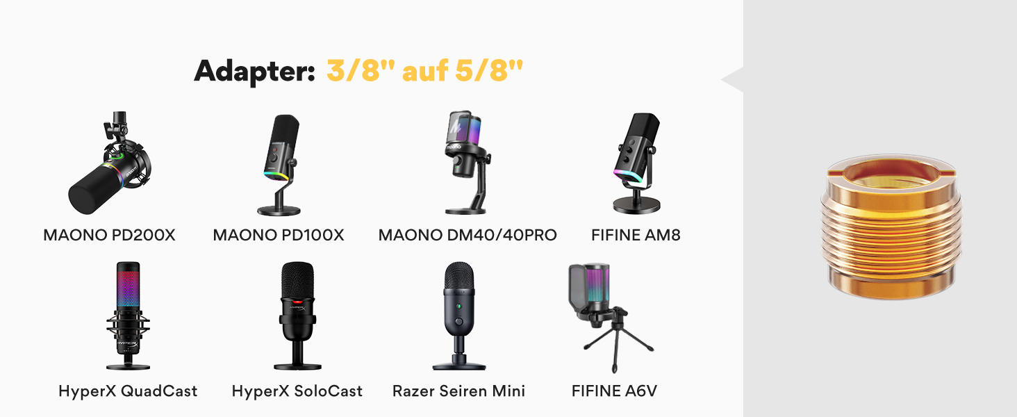 Мікрофонний тримач Maono BA20, чорний: регульований штатив для подкастів, геймінгу, стрімінгу та запису – з кріпленням до столу та адаптером 3/8' - 5/8'