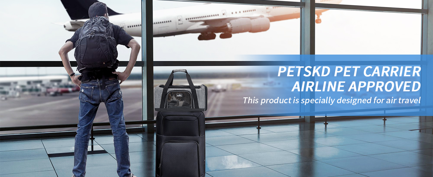 Транспортна переноска для котів та собак, складна, для авіаперельотів, сіра, 45 x 28 x 21 см