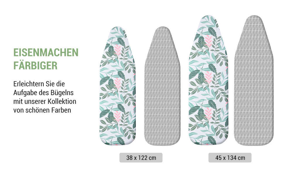 KINGRACK Чохол для гладильної дошки, бавовна, 134 x 45 см, зелений, з товстим фетровим наповнювачем