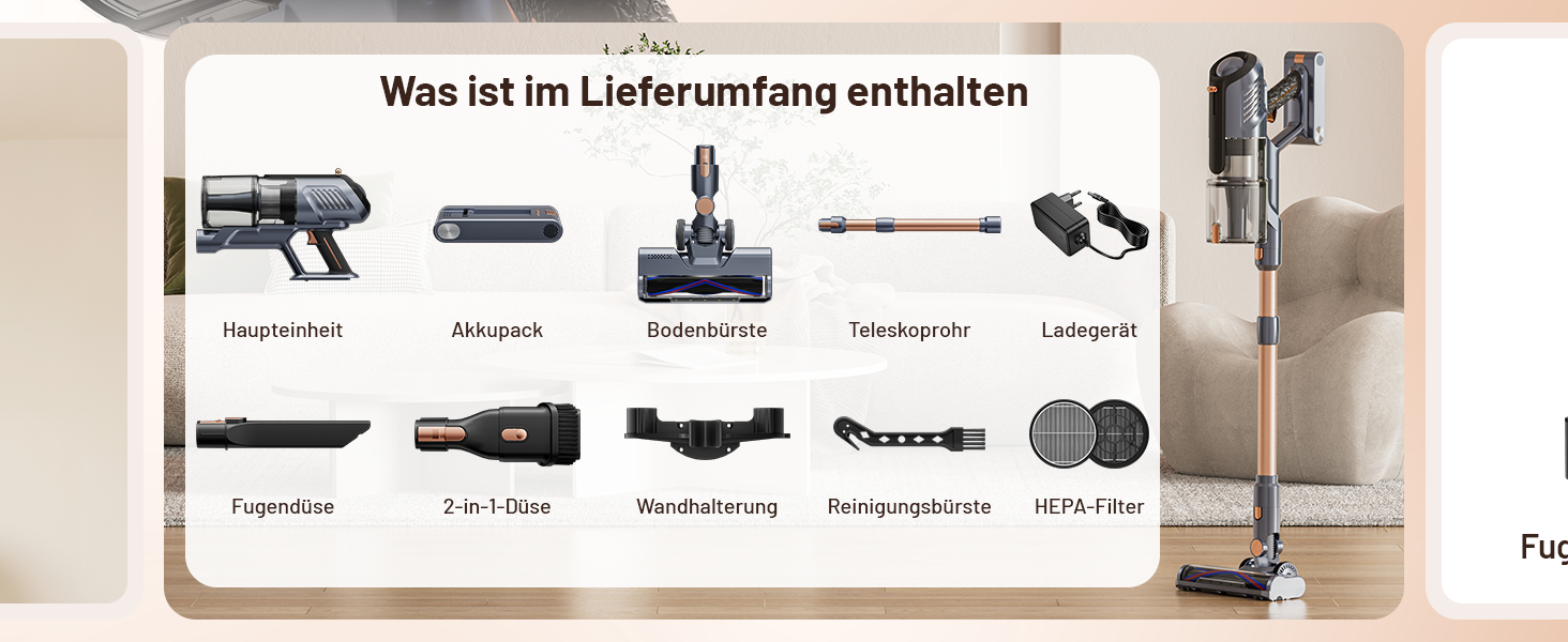 Бездротовий акумуляторний пилосос 45000Pa з антизаплутувальною щіткою, LED-дисплеєм та фільтрацією 99,9%, для прибирання шерсті тварин, килимів, твердих поверхонь та авто (сірий)