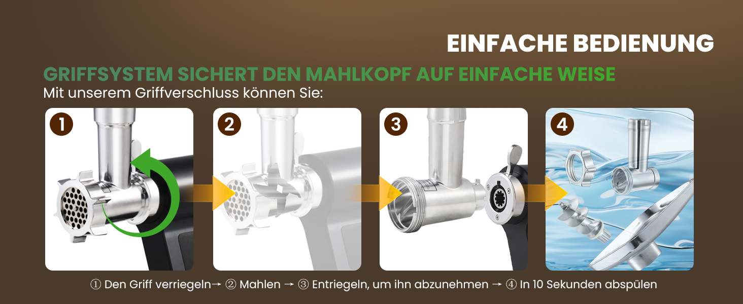 М'ясорубка електрична Huanyu 2000 Вт з сенсорним керуванням, багатофункціональна з 2 ножами та 3 дисками