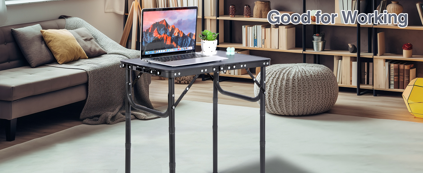 REDCAMP Складаний столик з регулюванням висоти, легкий портативний туристичний столик 60 x 40 см (4 рівня висоти) з сітчастою поверхнею, для дому та вулиці, балкона, ринку, кухні, темно-сірий, 60*40 см (4 рівня)