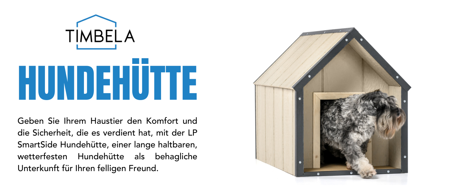 Будка для собак Outdoor маленьких порід – дерев'яна будка для собак, водостійкий дах 76 x 99 x H80 см, розмір S, Timbela M401-1, розмір M, 76x99xH80cm, натуральне дерево (розмір M, 57x95xH68cm, LP SmartSide дерев'яні панелі)