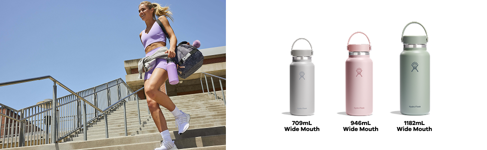 Гідрофляга HYDRO FLASK 1180 мл чорна – ізольована спортивна пляшка з нержавіючої сталі з кришкою Flex Cap, ремінцем і широкою шийкою, термос, герметична, придатна для миття в посудомийці