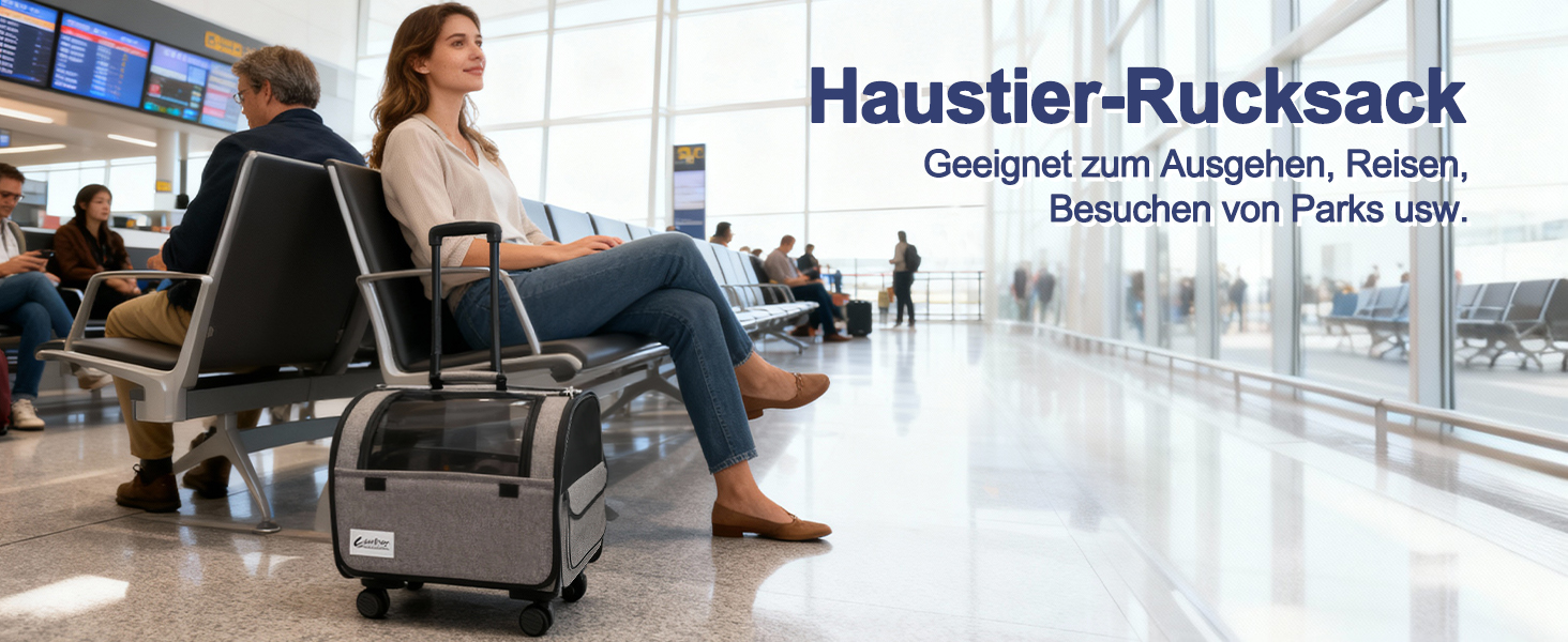 Транспортна сумка для собак та котів Galatée з колесами, розкладний рюкзак-переноска для тварин, сумісна з авіакомпаніями, з дихаючою сіткою (білий)