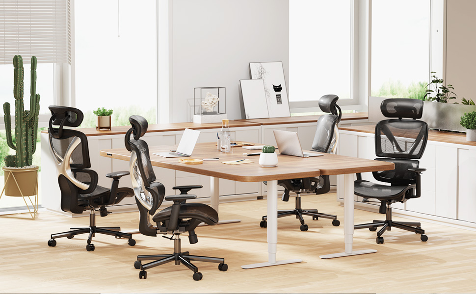 Офісний стіл Noblewell з високою спинкою, комп'ютерне крісло з сітчастої тканини з підтримкою попереку, 3D-підлокітники, подвійна спинка та регульована підголівник