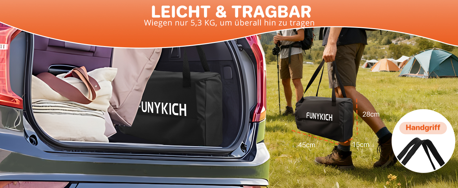 FUNYKICH Складаний столик для кемпінгу 82 x 40 см з регулюванням висоти (44/70 см), легкий та портативний, з сітчастою кишенею, алюмінієва розкладна стільниця для барбекю, кемпінгу, пікніка, саду