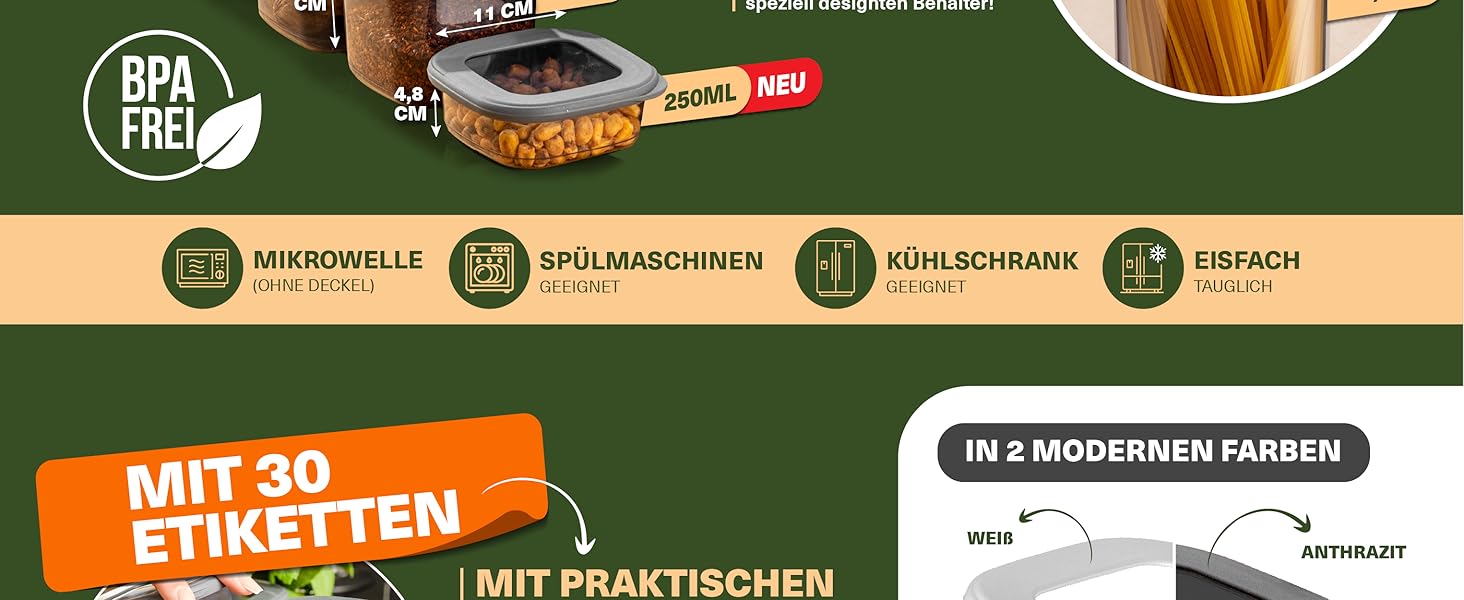 Набори контейнерів для зберігання продуктів з кришкою, 12 шт. BPA-Free, для цукру, крупи, кави, сіллю. Органайзери для кухні, герметичні контейнери для зберігання продуктів. Сірий колір.