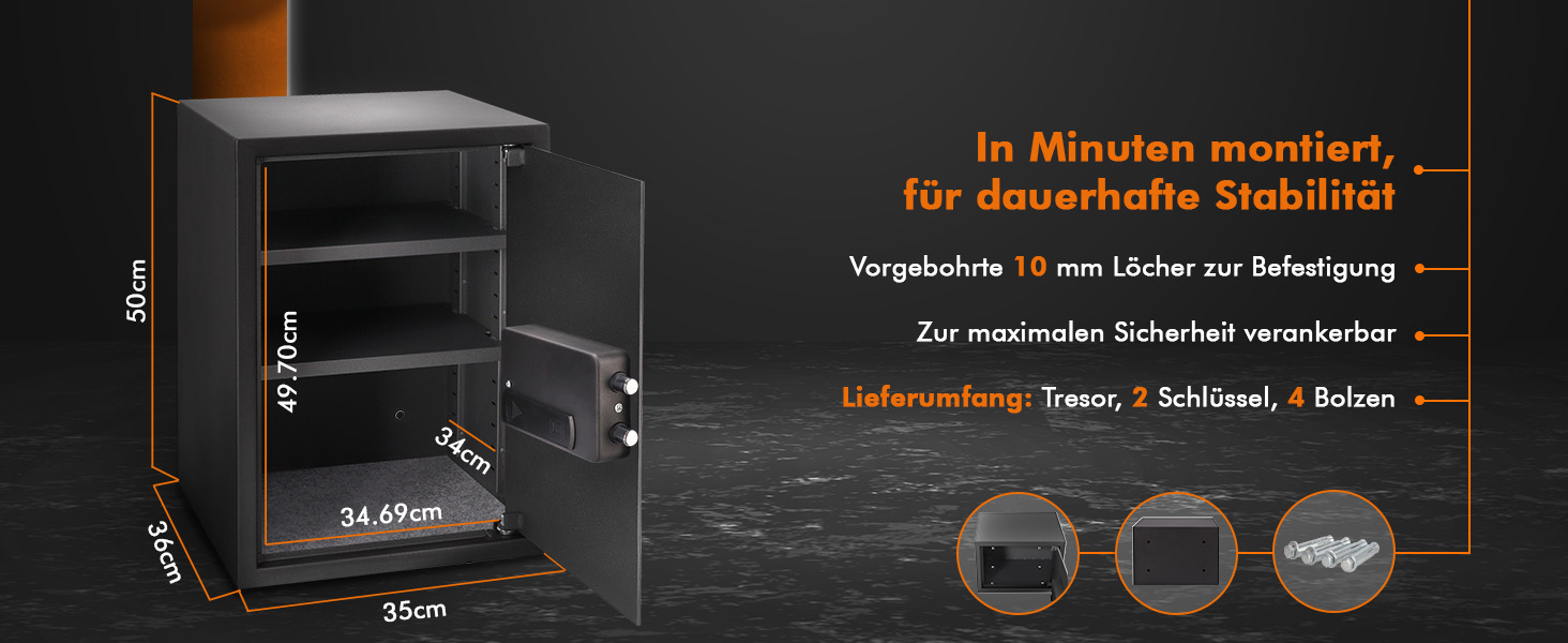 Сейф для дому Business XL Safe Tresor 60л Black Pearl з цифровим та відбитком пальця, вогнестійкий, для документів A4