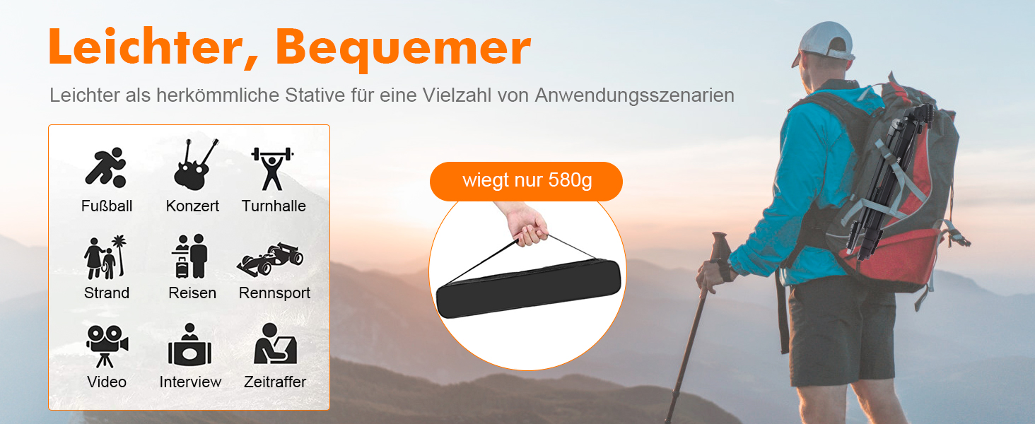 Штатив для камери та телефону GRIFEMA, 140 см, алюміній, з Bluetooth-пультом, регульований, сумісний з iPhone, Android, DSLR