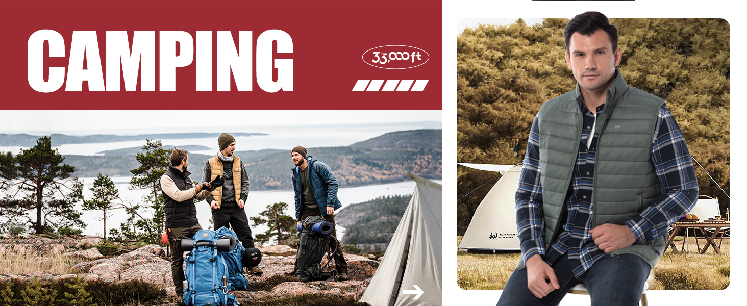 Стьобана жилетка для чоловіків 33000ft Outdoor з утеплювачем, гібридна спортивна жилетка з 5 кишенями, для походів та їзди на коні (Сірий, 4XL)