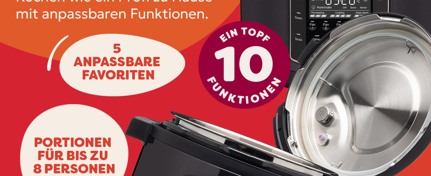 Instant Pot Pro 10-в-1: мультиварка-скороварка, 1200 Вт, 5.7 л, чорна нержавіюча сталь. 10 функцій: скороварка, плита, рисоварка, пароварка, йогуртниця, Sous Vide.