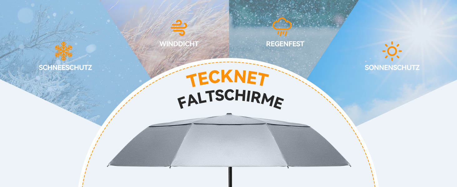 TECKNET Штормовий парасолька: великий автоматичний парасолька з 10 спицями, 104 см, стійкий до вітру, компактний, для подорожей, гольфу, чоловічий та жіночий (сріблястий&жовтий)