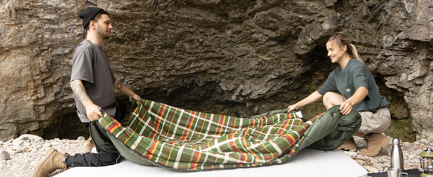 KingCamp XXL 3-Season Sleeping Bag - Oversized Adult Sleeping Bag for Camping, Backpacking, Hiking, and Travel - Lightweight Indoor/Outdoor (#Classic Olive)