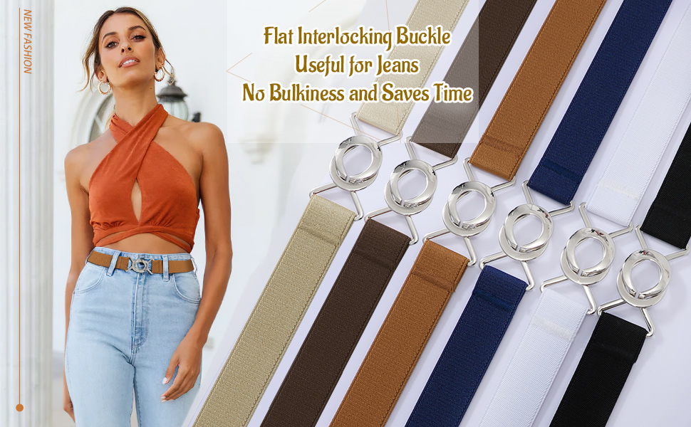 Еластичний ремінь LeaCoolKey для жінок та чоловіків, тонкий, стрейч, для джинсів та суконь, чорний, коричневий, білий, блакитний (80 см), розмір талії 76-90 см