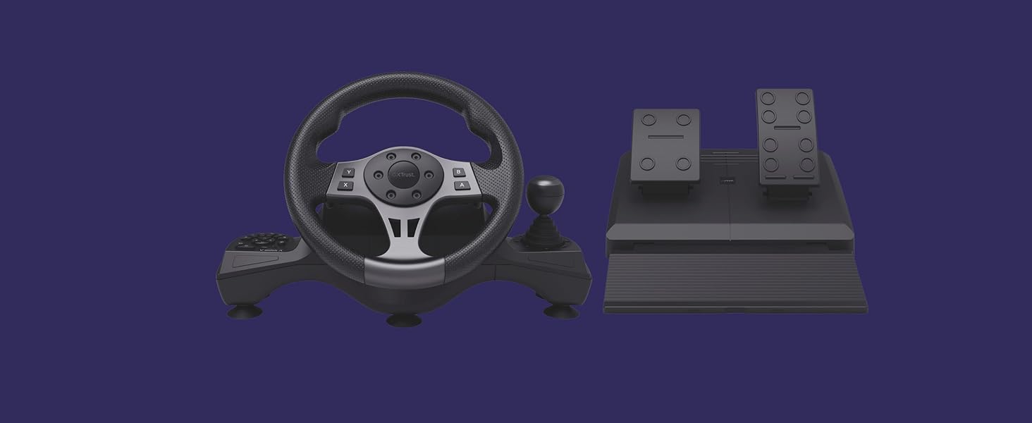 Руль для гонок Trust GXT 289 Movi з педалями та перемикачами швидкостей, сумісний з PC, Xbox Series X/S, PS4, Nintendo Switch