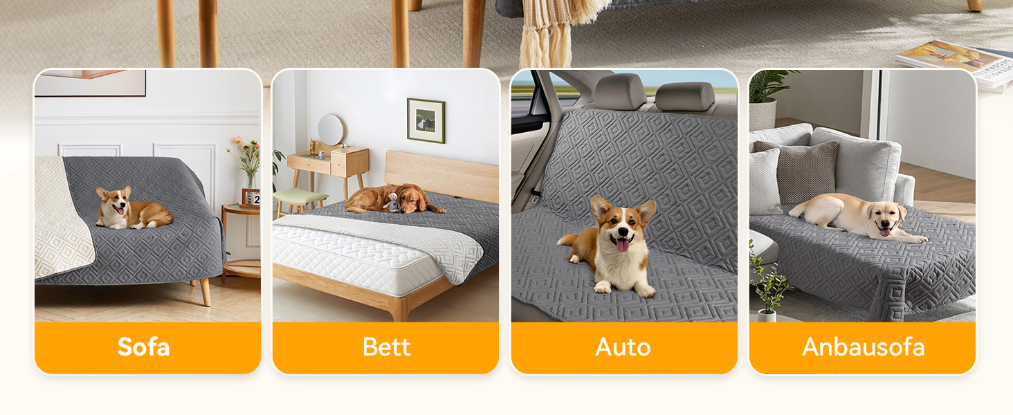 Водонепроникний килимок для собак, антиковзкий та пральний, ковдра для домашніх тварин для собак та котів, захисна ковдра для дивану від шерсті та подряпин, ідеально підходить для дивану, ліжка, автокрісла (Сірий, 97×190 см)