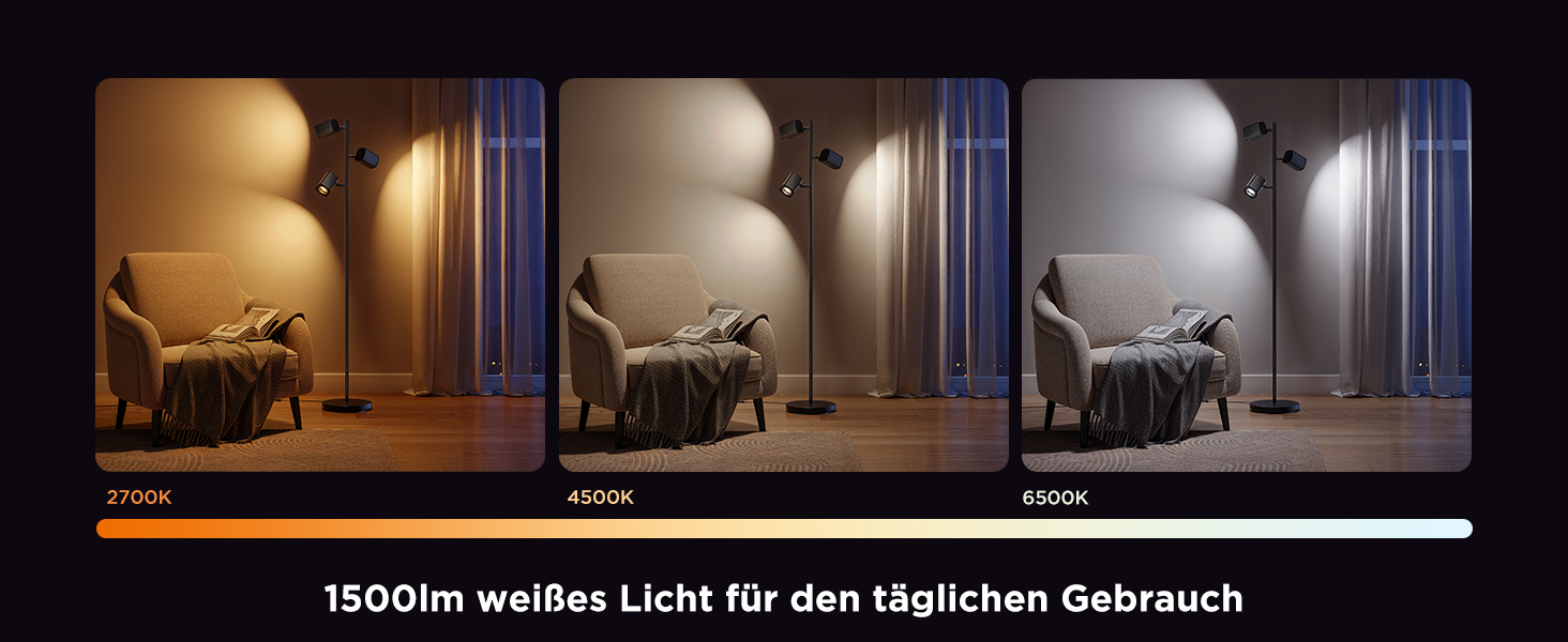 LED-лампа Govee з 3-ма якими полум'янами, RGBWW, регулювання фокусу, 1500lm, Alexa, 64+ сцени, синхронізація з музикою, 157см, чорний колір, для вітальні, спальні, кабінету, декор