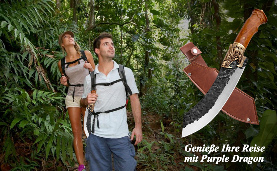 Кухонний ніж Purple Dragon 7 дюймів Full Tang з високоякісної вуглецевої сталі для риби, м'яса та овочів (з подарунковою коробкою)