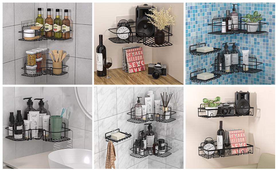 Набір з 3 кутових поличок для душу IMURZ, без свердління, з мильничкою, нержавіюча сталь, органайзер для ванної кімнати