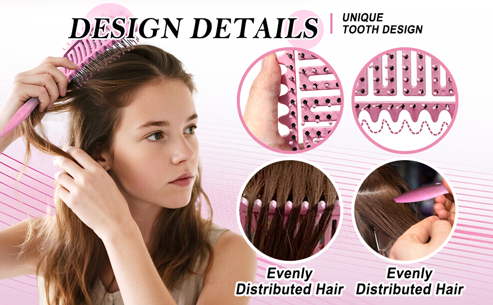 Щітка для кучерявого волосся, формування кучерявок, для жінок та чоловіків (рожева)