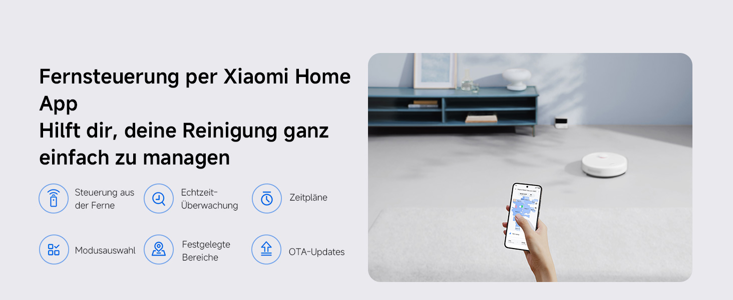 Робот-пилосос Xiaomi S40C з функцією вологого прибирання, потужність всмоктування 5000Па, керування через додаток та голосом