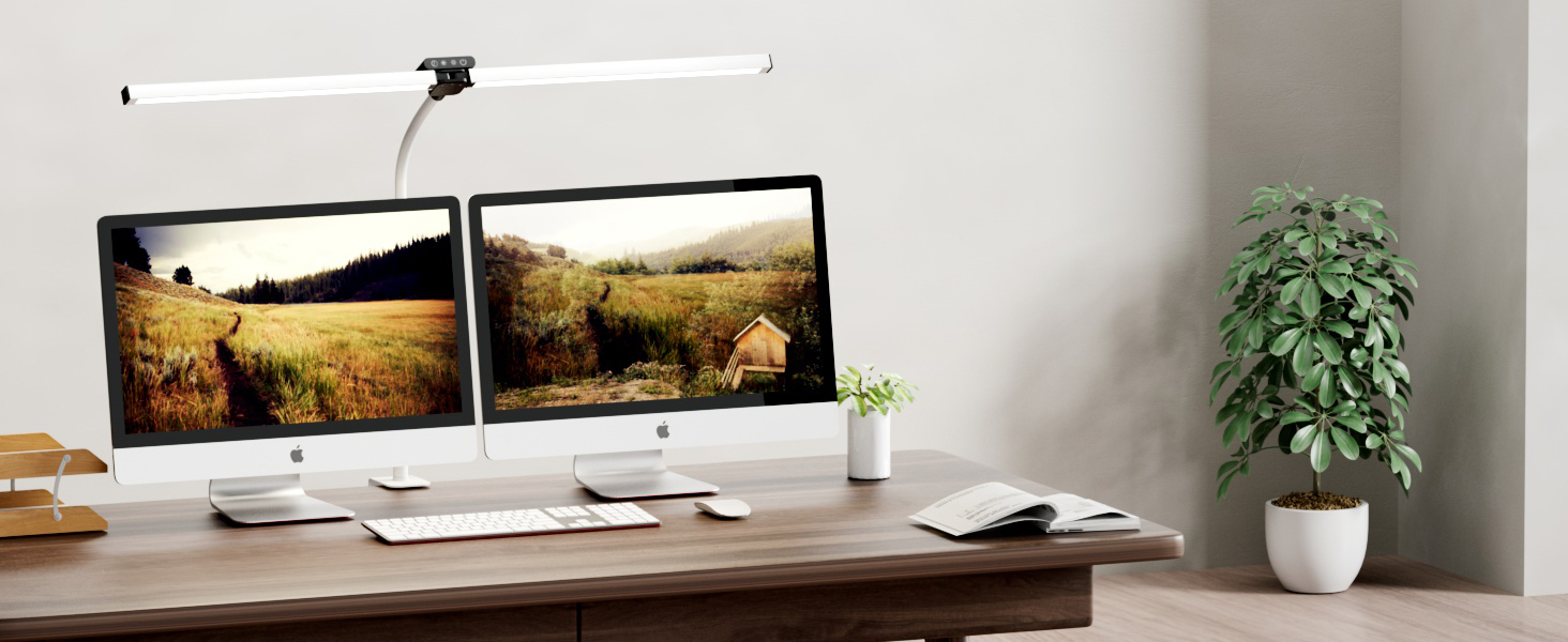 LED лампа для столу Doppelkopf з диммуванням, 24W, 80см, кріпленням, для офісу та дому, з пультом, білий світлодіодний світильник для робочого столу