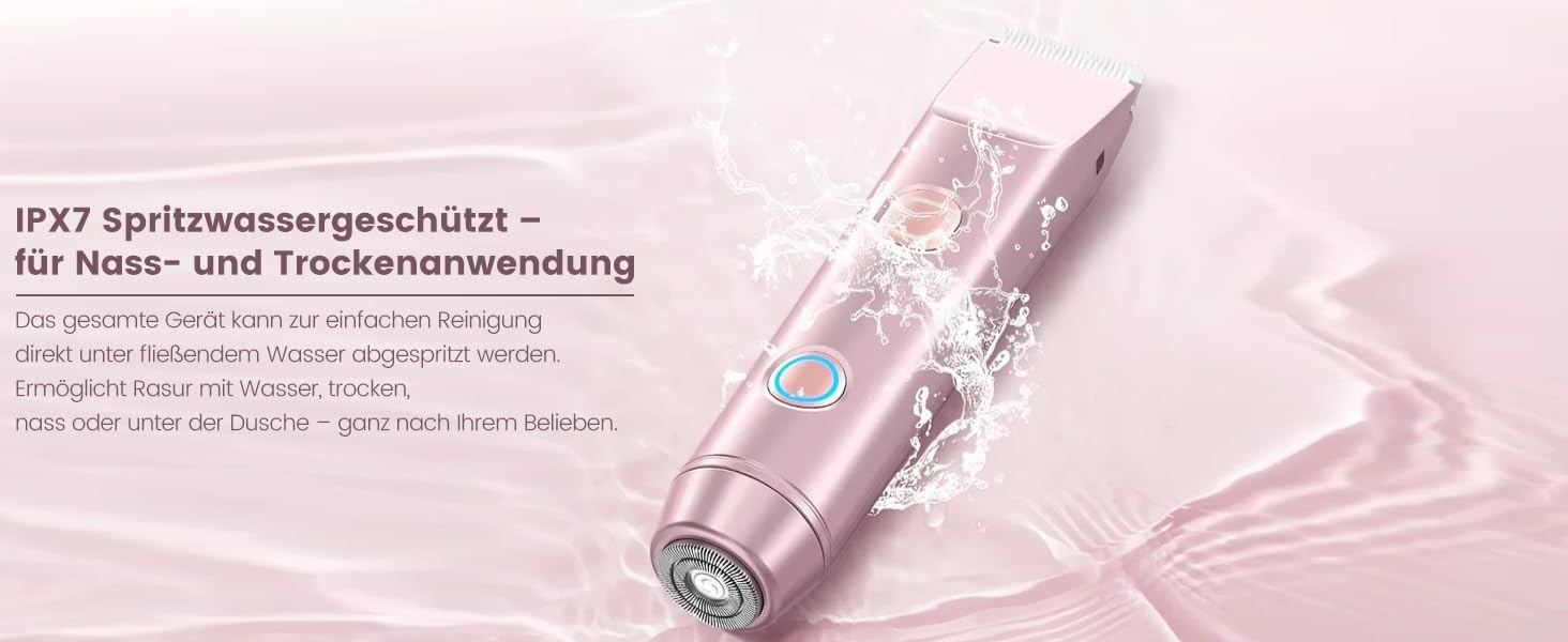 Епілятор для жінок 2-в-1 з тримером для бікіні, ніг, тіла. Вологостійкий, USB-C, рожеве золото