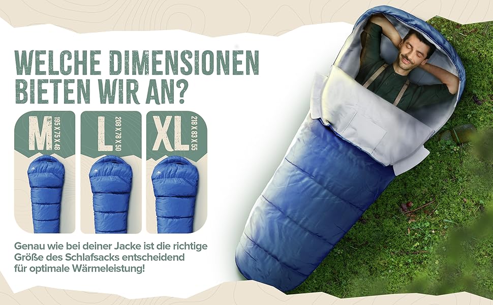 Спальний мішок Outdoor I [300GSM] Теплий, 1700г, для весни, осені та зими [-5°C до 10°C] | Для комфортного сну під час кемпінгу, відпочинку на природі та подорожей [M-XL] | Синій