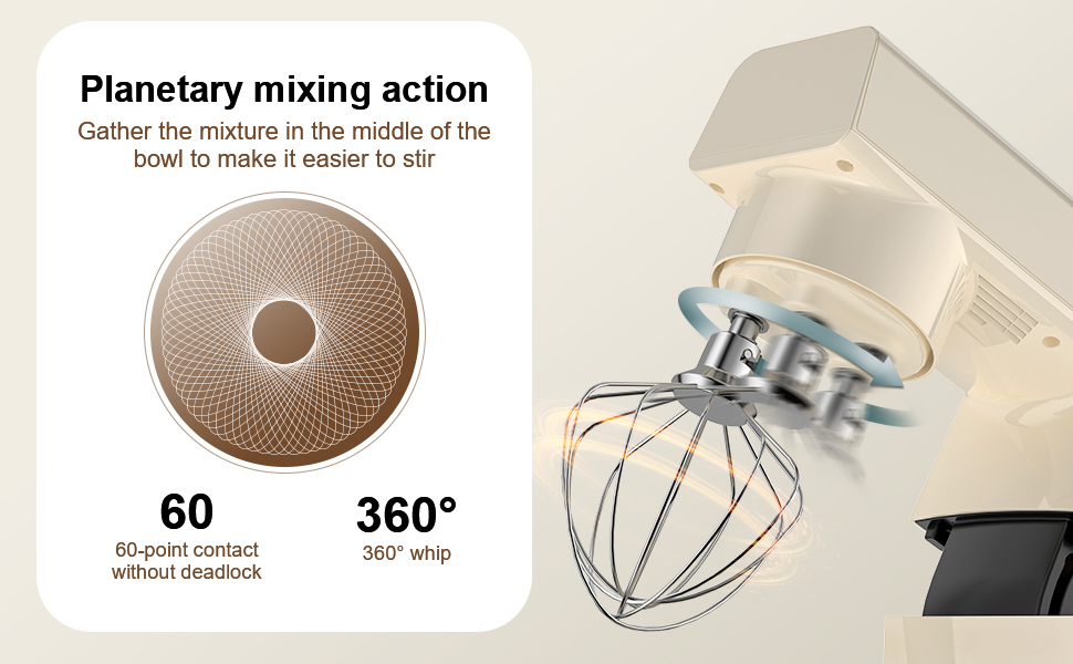 Кухонний комбайн Cheflee 1500W з місткими чашами 4.5 та 5.5L з нержавіючої сталі, 10+ швидкостей, з гаками для тіста, вінчиком та насадками для збивання, з кришкою-розбризкувачем