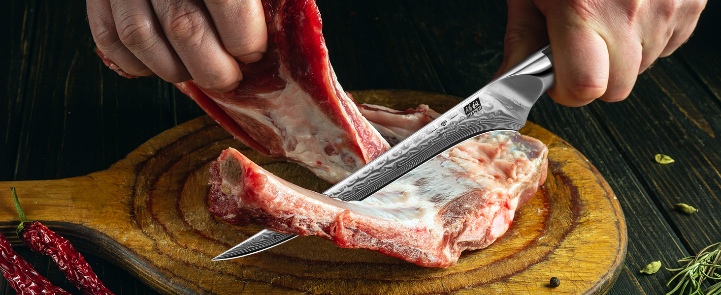 Ніж кухарський SHAN ZU 67 шарів Дамаск, PRO Series з ручкою G10, ніж для філетування