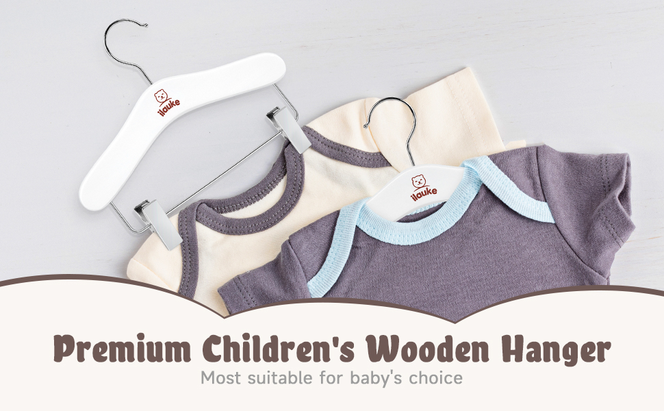 Дерев'яні вішалки для одягу з затискачами для малюків, 12 шт., класичні та міцні, білі, 25 см, для дітей 25 x 20.5 см