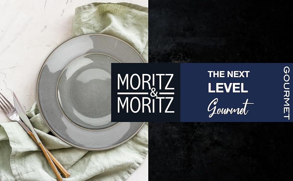 Moritz & Moritz SENSE 24-Piece Dinnerware Set - Gray Stoneware Dish Set for 6 - Scratch, Microwave & Dishwasher Safe Tableware Set