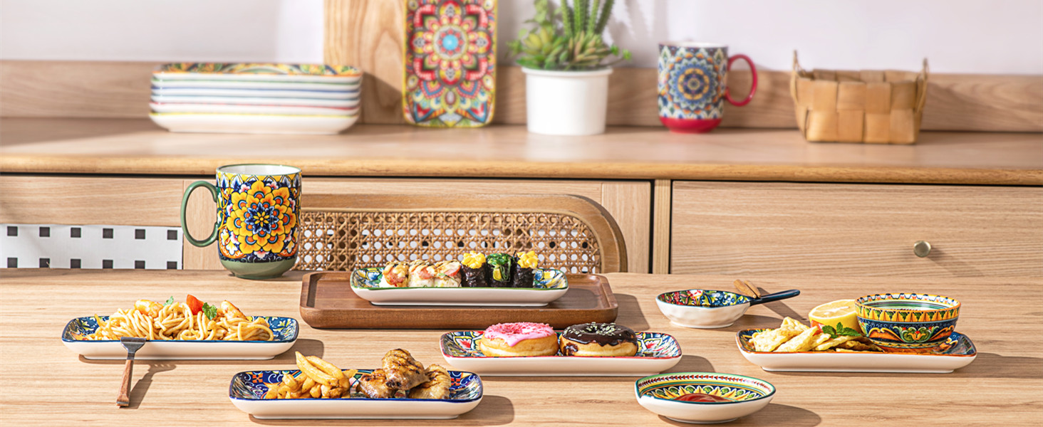 Набір сервірувальних тарілок Henten Home 6 шт. для закусок, суші, салатів та десертів (21 см)