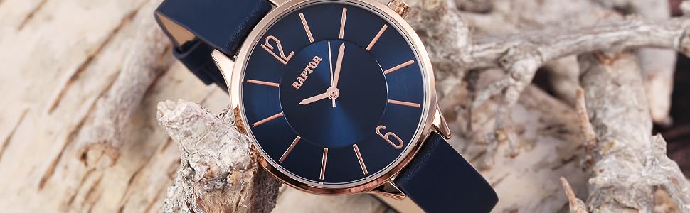 Жіночий наручний годинник Raptor elegant з блискітками, сріблястий корпус та чорний шкіряний ремінець