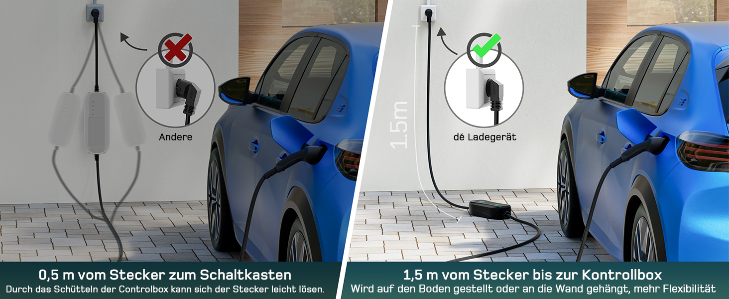 Кабель зарядки Schuko 3.68kW для електромобілів, 6м, 6-16A з цифровим дисплеєм