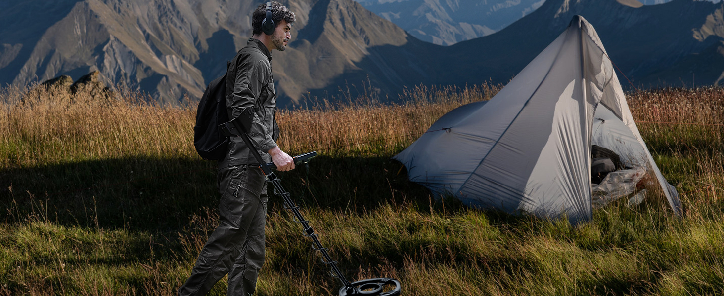 Металошукач SUNPOW – професійний, 5 режимів, для дорослих, з Pinpointer, водонепроникний IP68, 30см котушка, 2x HD LCD дисплей, DSP-чип, регульована штанга, міцна спіральна структура, повний комплект OTMD14