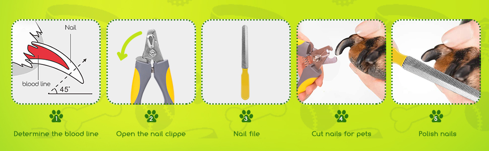 Професійні ножиці для стрижки нігтів Nobleza Profi для собак та котів з пилочкою, нержавіюча сталь, великі для собак, для кроликів, захист від випадкових порізів, жовті