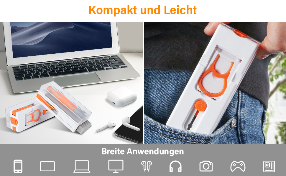 Набір для чищення клавіатури Alyvisun 11 в 1: для ноутбука, телефону, планшета, комп'ютера (помаранчевий)