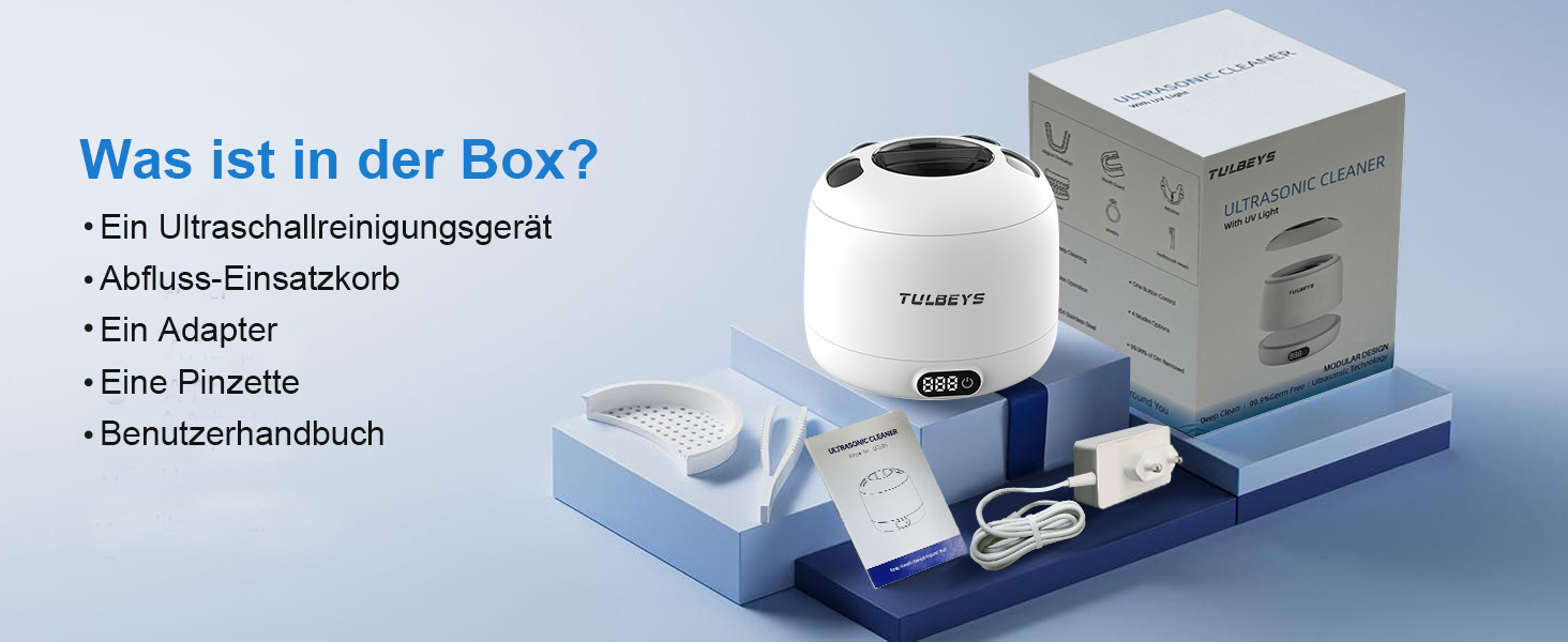 Ультразвуковий очищувач 45000 Гц з УФ-дезінфекцією 220 мл для зубних протезів, брекетів, ювелірних виробів - білий