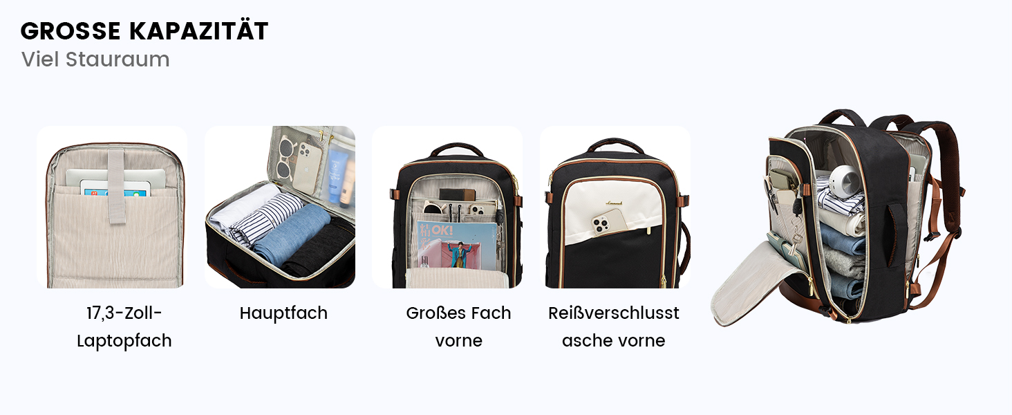 Рюкзак LOVEVOOK для ручної поклажі в літак, 40L, водонепроникний, для жінок, з відділенням для взуття та ноутбука 17.3 дюймів, бежевий + хакі