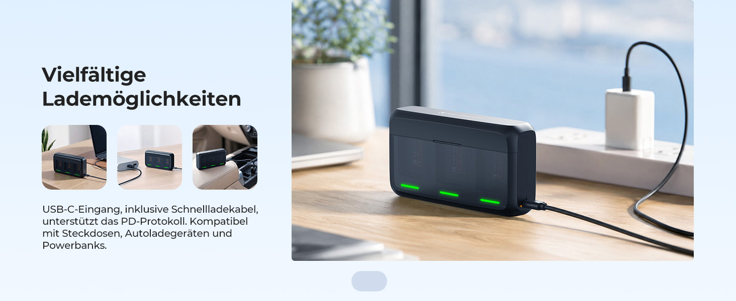 Комплект акумуляторів K&F CONCEPT LP-E17 1250mAh (3 шт.) з LED PD зарядним пристроєм швидкої зарядки 20W