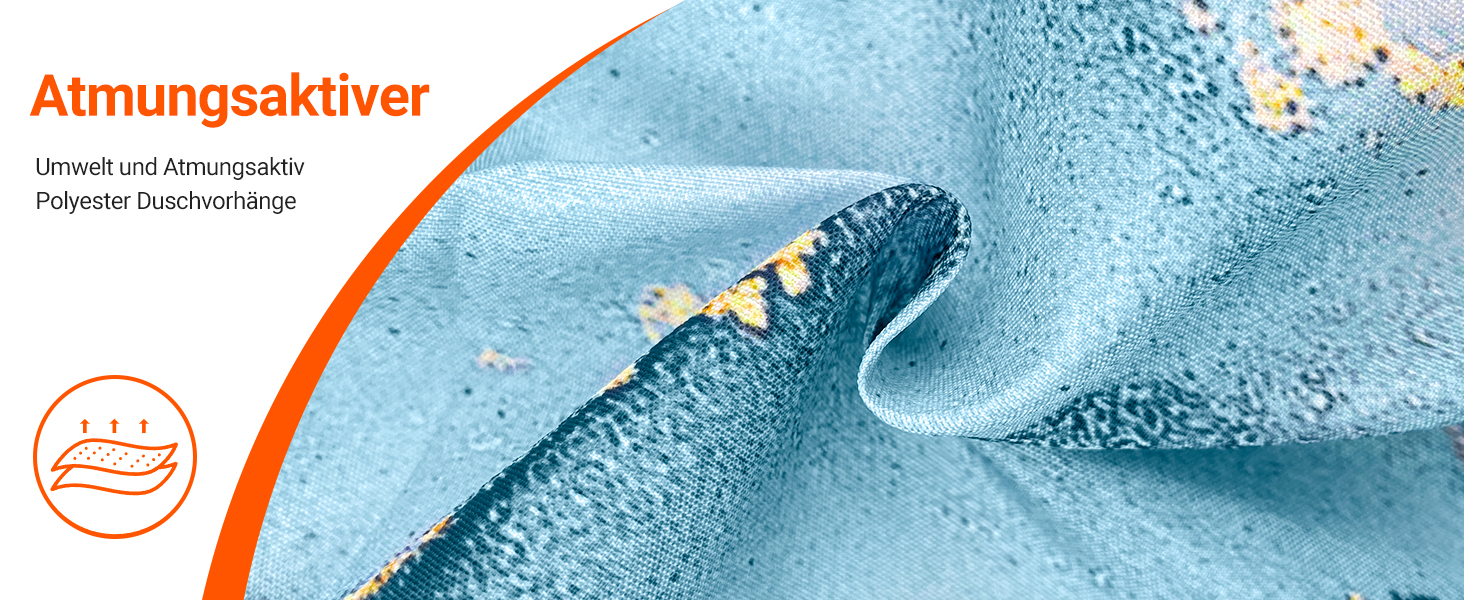 Штора для ванної кімнати 180x200 см, антигрибкова, водовідштовхувальна, поліестер, з кільцями (Світло-блакитний мармур)