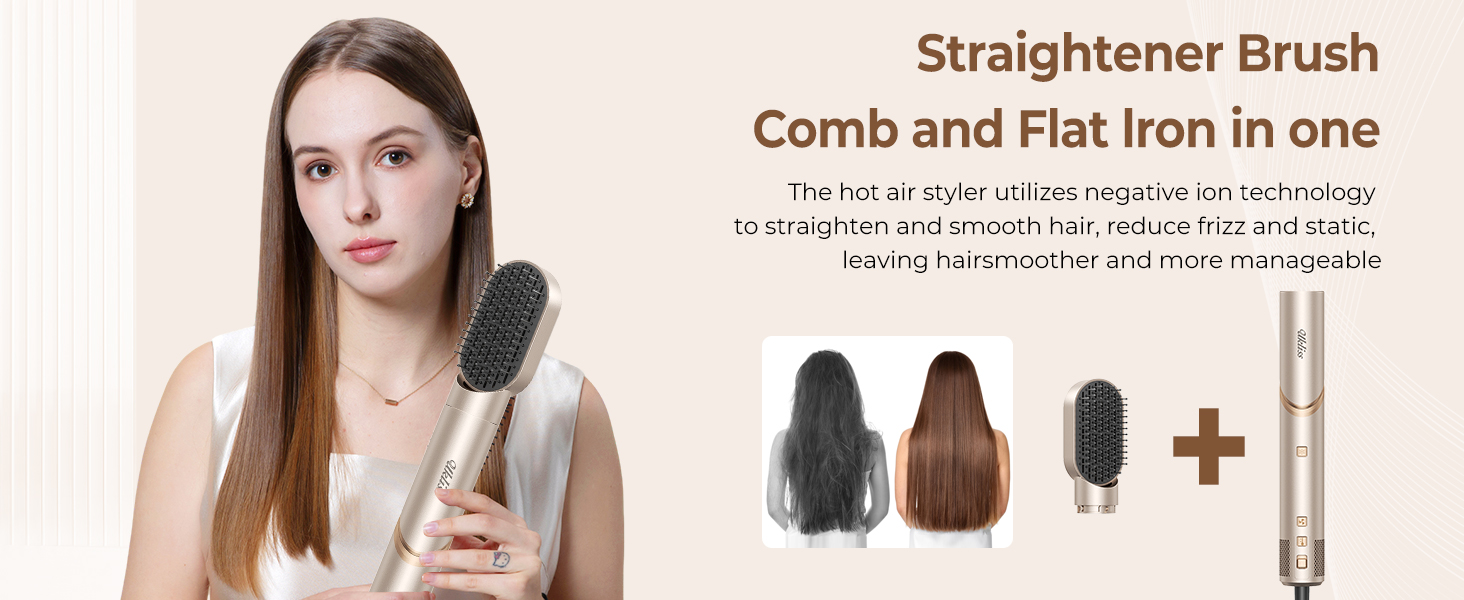 UKLISS Hairstyler 8 в 1: Професійний стайлер для волосся з авто-завивкою, іонізацією та функцією фена, підходить для всіх типів волосся, золотий