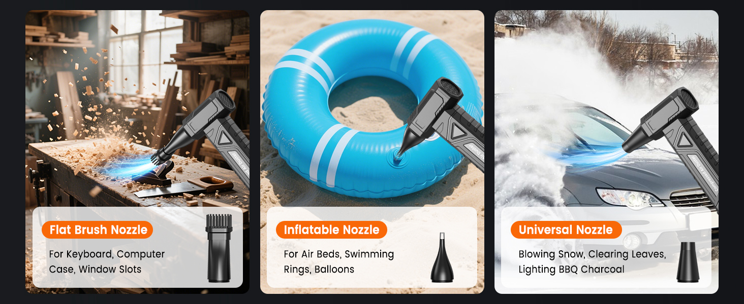 Електричний пилодув для ПК та приміщень - Air Duster 200000 RPM, 4-рівні, акумуляторний, чорний