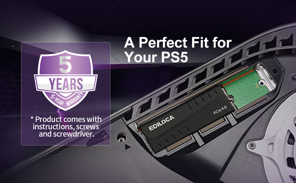 SSD накопичувач 500GB NVMe M.2 PCIe Gen4 з радіатором для PS5, ноутбука та ПК, 7400 MB/s, 3D NAND TLC