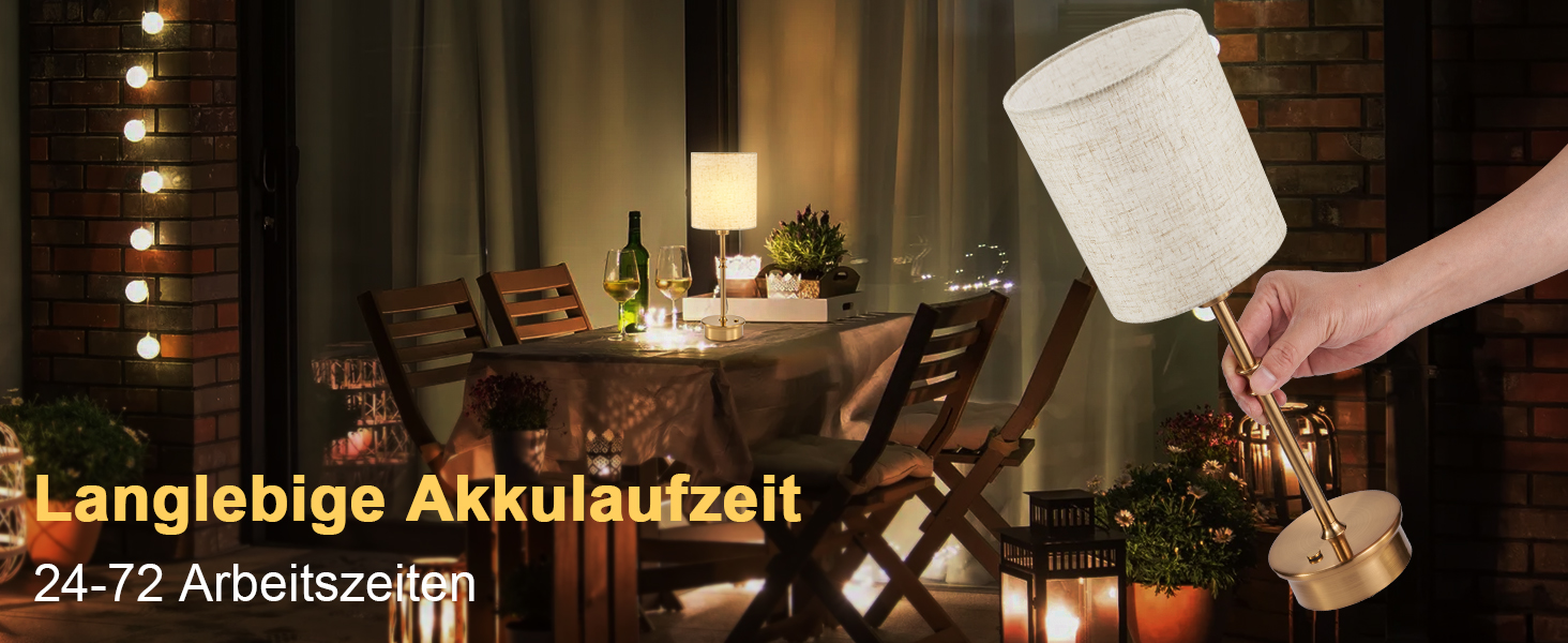 Нічна лампа OCEST на акумуляторі, сенсорне керування, регулювання яскравості, декоративне освітлення для дому, кухні, тераси, обіднього столу. Тканинний абажур кольору античне латунь, висота 41,5 см