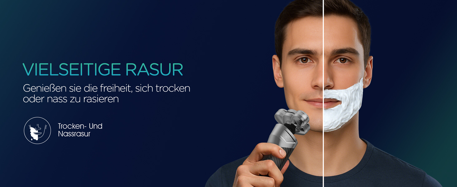 Електричний гоління для чоловіків VOYOR TX500: 5D, мокрий/сухий, бездротовий, LED дисплей, 150 хв роботи (чорний)